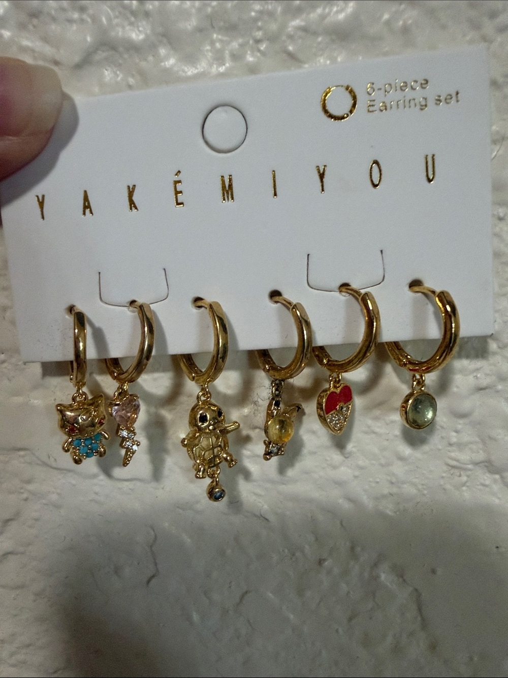 Gold plated Pokémon hoop earrings